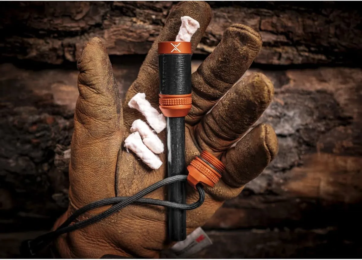 Exotac fireROD XL Ferrocerium Firestarter with Replaceable 1/2 in. Diameter Waterproof Ferro Rod Striker, Heavy-Duty Flammable Repair Tape, and Tinder Capsule Compartment with Included quickLIGHT Tabs