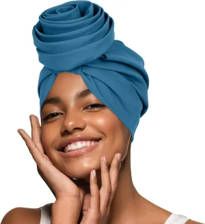 FADACHY Turbans for Women, Satin Lined Turban African Silk Bonnet, Head Wrap Double Layered Pre-Tied Flower Knot Bonnet Hat