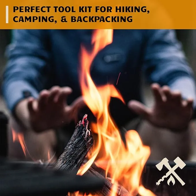 Ferro Rod Fire Starter Kit | Flint and Steel Striker| Waterproof Magnesium Farrow Rod Tool & Firestarter for Campfires (Jumbo Magnesium Rod & Ferro Rod w/Jumbo Tinder Rope)