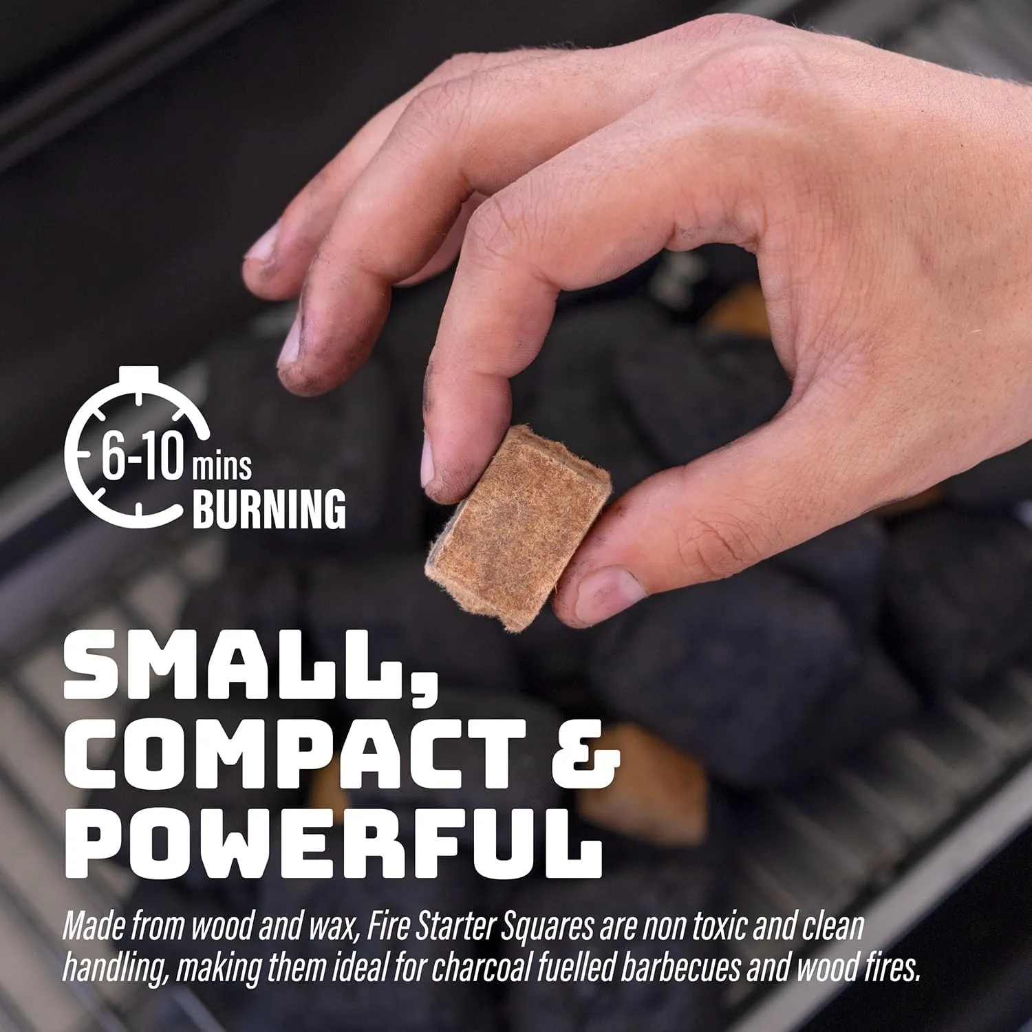 Fire Starter Squares (200 Pack) - Fire Starters for Fireplace, Grill, BBQ, Camping, Wood Stove and Bonfire Accessories - Odorless & Water Resistant