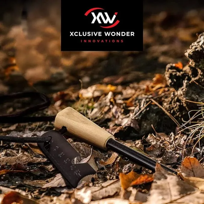 Fire Starter Survival Kit Ferro Rod Flint and Steel Striker Waterproof Magnesium Farrow Rod Tool & Firestarter for Campfires with Bracelet Multi-Tool