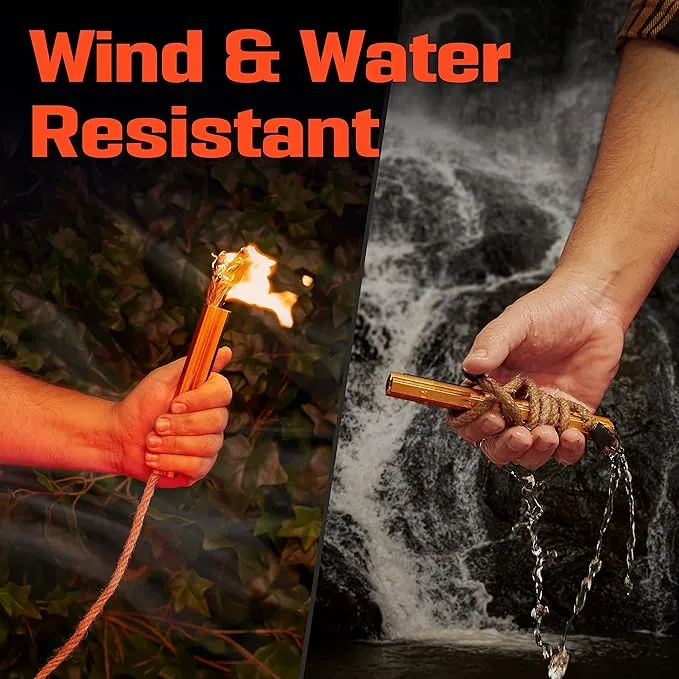 Fire Starter Survival Tool - All-in-One Flint and Steel Fire Starter Kit - Ferro Rod Fire Starter with 36" Waterproof Tinder Wick Rope and Steel Fire Striker - Patented Firestarter | Prepared4X