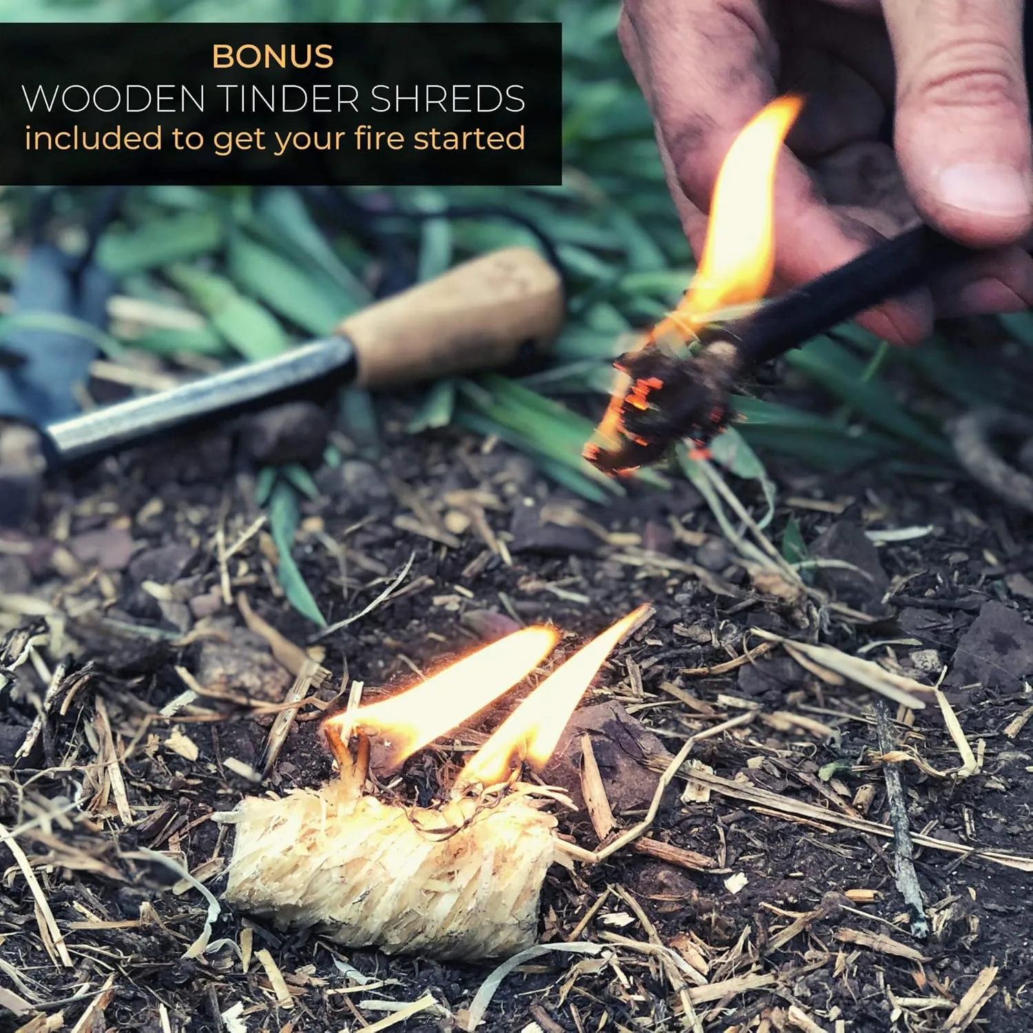 Fire Starter Tinder Rope and Bellows - Natural Weather Resistant Kindling - Waterproof Emergency Fire Kit for Campfires, Stoves & Fire Pits - 2 Pack