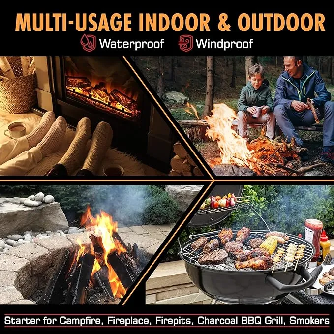 Fireflame Fire Plugs Fire Starter - Quick Instant 100% Waterproof All-Purpose Indoor & Outdoor Firestarter Tinder Tabs, for Emergency Survival, Charcoal Grill - Odorless & Non-Toxic