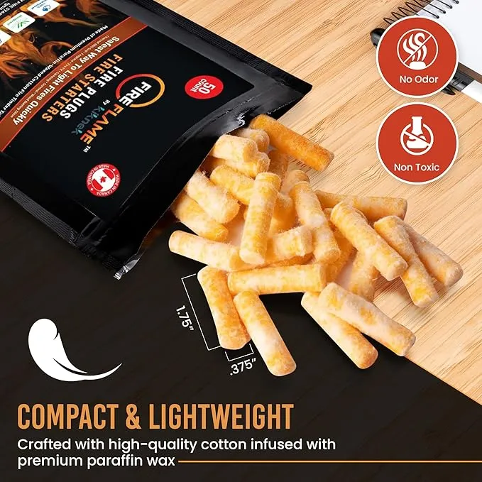 Fireflame Fire Plugs Fire Starter - Quick Instant 100% Waterproof All-Purpose Indoor & Outdoor Firestarter Tinder Tabs, for Emergency Survival, Charcoal Grill - Odorless & Non-Toxic