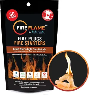 Fireflame Fire Plugs Fire Starter - Quick Instant 100% Waterproof All-Purpose Indoor & Outdoor Firestarter Tinder Tabs, for Emergency Survival, Charcoal Grill - Odorless & Non-Toxic