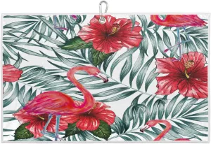 Flamingo Flowers Golf Towel with Heavy Duty Carabiner Ultra Absorbent Quick Dry Perfect for Cleaning Clubs Balls Gear Essential Golf Accessory for Men Women Kids