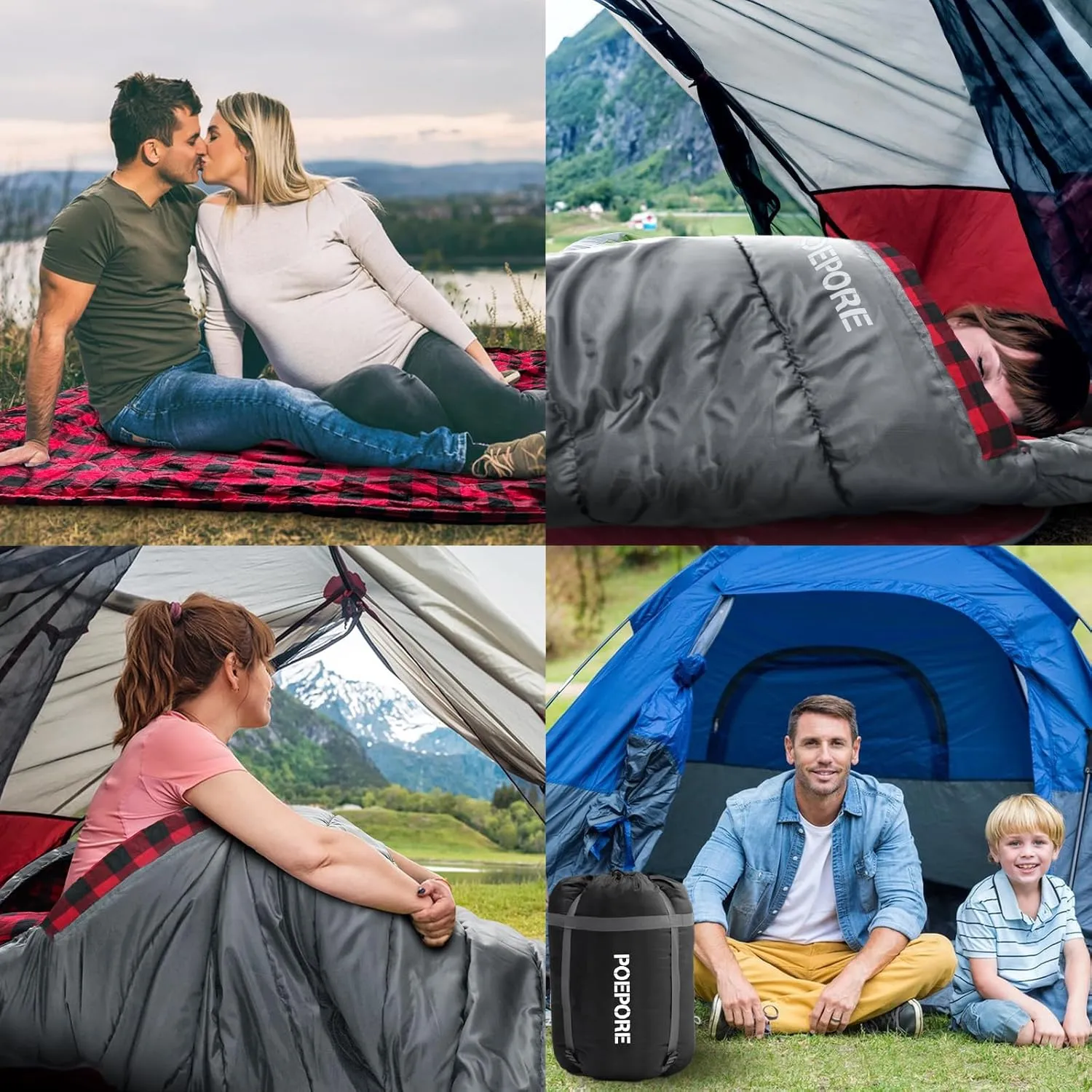 Flannel Sleeping Bag 0 Degree Cold Weather for Adults XXL Sleeping Bag 4 Season Big and Tall with Pillow Compression Sack