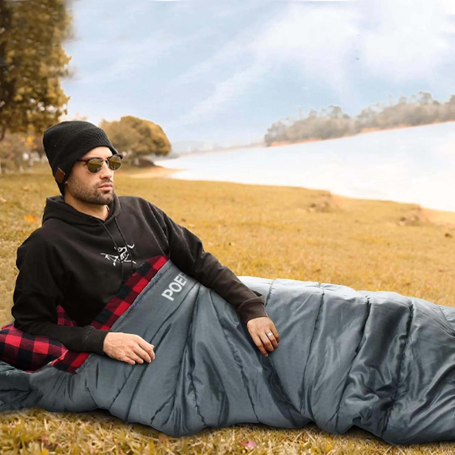 Flannel Sleeping Bag 0 Degree Cold Weather for Adults XXL Sleeping Bag 4 Season Big and Tall with Pillow Compression Sack