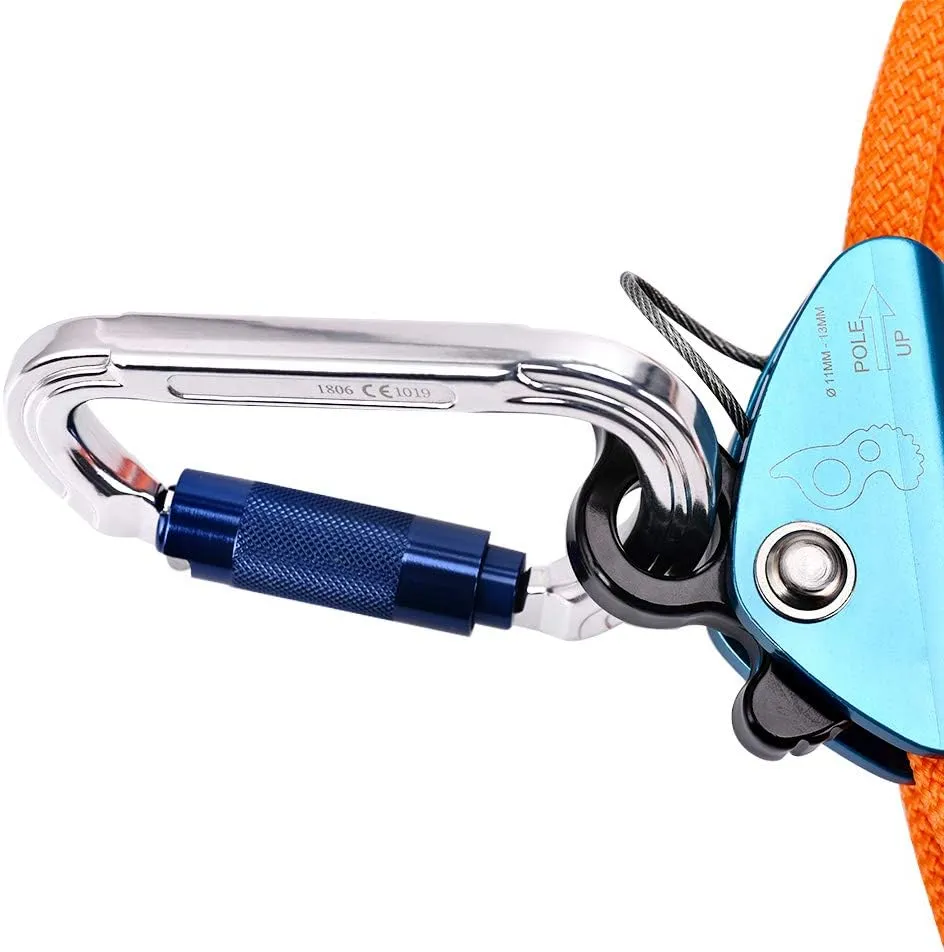 Flipline Tree Climbing Lanyard - 1/2''x 8 ft, Steel Wire Core Flip Line Rope with Alloy Steel Swivel Snap Hook, Locking Carabiner, Adjustable, Low Stretch, Cut Resistant for Arborist Tree Work