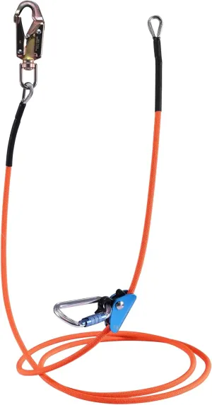 Flipline Tree Climbing Lanyard - 1/2''x 8 ft, Steel Wire Core Flip Line Rope with Alloy Steel Swivel Snap Hook, Locking Carabiner, Adjustable, Low Stretch, Cut Resistant for Arborist Tree Work