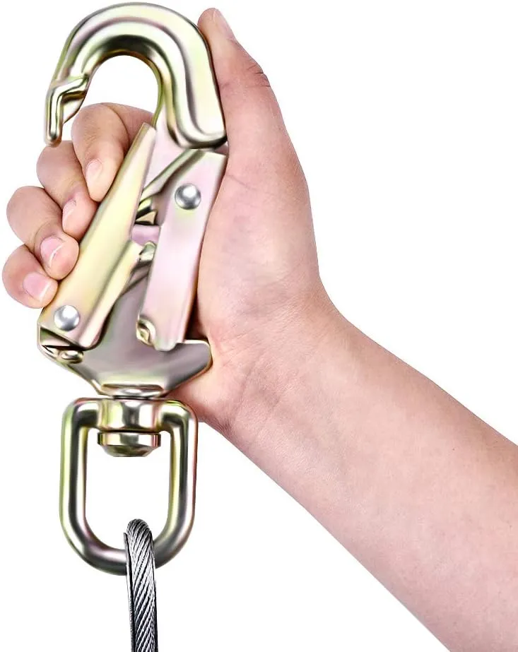 Flipline Tree Climbing Lanyard - 1/2''x 8 ft, Steel Wire Core Flip Line Rope with Alloy Steel Swivel Snap Hook, Locking Carabiner, Adjustable, Low Stretch, Cut Resistant for Arborist Tree Work