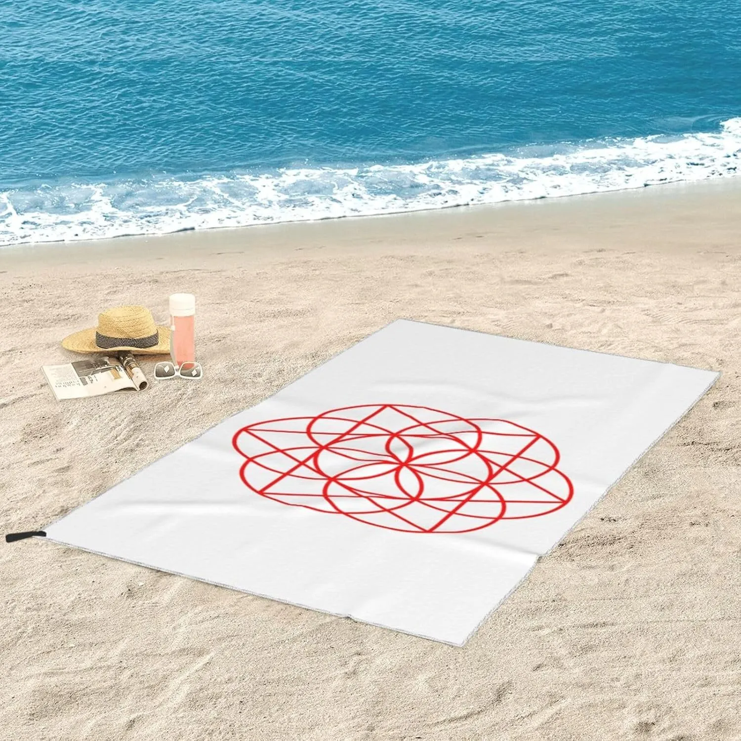 Flower of Life Sacred Geometry Beach Towel Quick Dry Sand Free Lightweight Large 31.5"x63" with Travel Bag - Vacation Essentials Bath Towel for Pool, Summer
