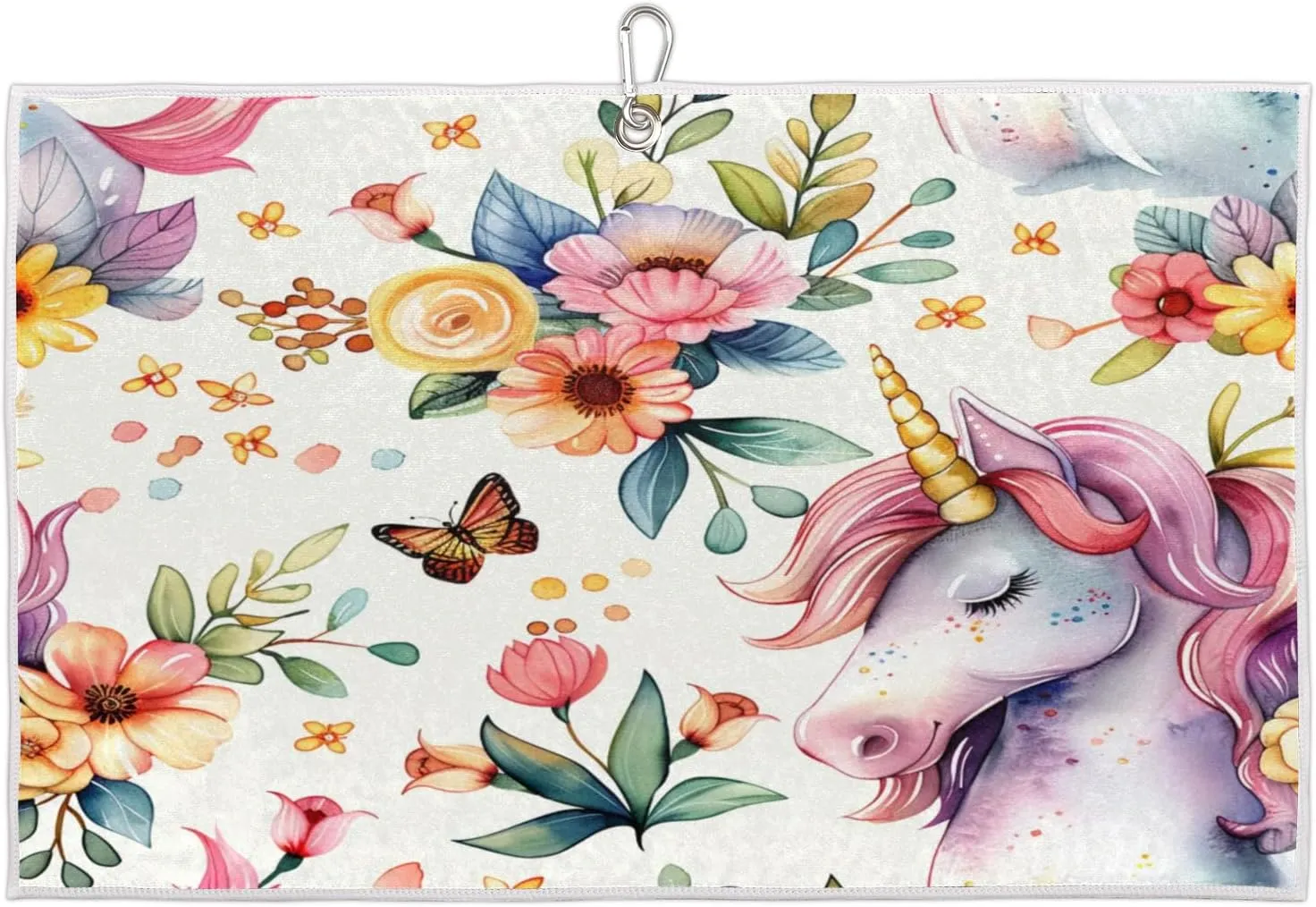 Flowery Horse Golf Towel with Heavy Duty Carabiner Ultra Absorbent Quick Dry Perfect for Cleaning Clubs Balls Gear Essential Golf Accessory for Men Women Kids