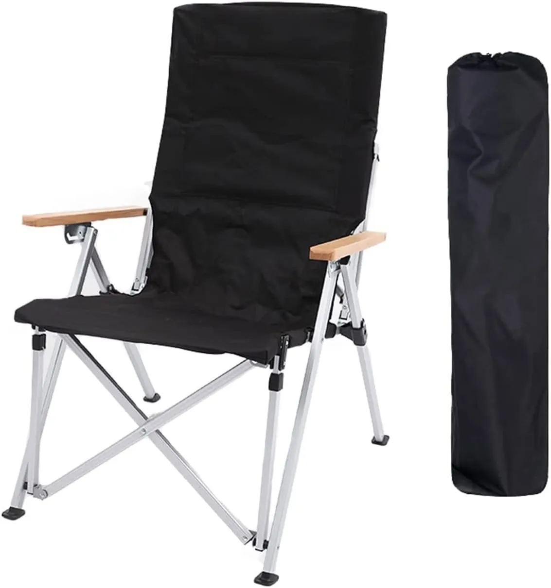 Folding Camping Camping Ultralight Aluminum Tube Ice Fishing Chair Backpack Chair with Wooden Handrail Stool for Camping Beach Fishing Chairs Foldable(A)