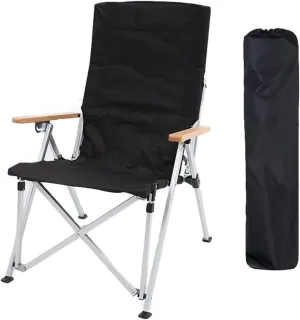 Folding Camping Camping Ultralight Aluminum Tube Ice Fishing Chair Backpack Chair with Wooden Handrail Stool for Camping Beach Fishing Chairs Foldable(A)