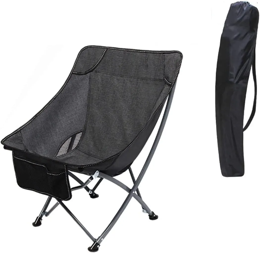 Folding Camping Chair Portable Folding Chair with Mesh Side Pocket Backrest Stool Camping Backpacking Chair for Fishing Beach Travel Picnic Indoor Outdoor Folding Chair
