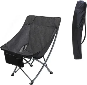 Folding Camping Chair Portable Folding Chair with Mesh Side Pocket Backrest Stool Camping Backpacking Chair for Fishing Beach Travel Picnic Indoor Outdoor Folding Chair