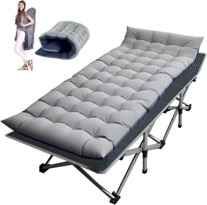Folding Camping Cot, Folding Cot Camping Cots for Adults, Portable Sleeping Cot with Mattress Foldable Outdoor Bed Camp Cots Guest Bed with Carry Bag for Home, Office & Outdoor Use