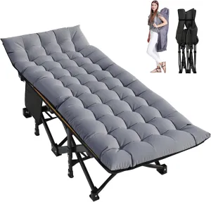 Folding Camping Cot, Folding Cot Camping Cots for Adults, Portable Sleeping Cot with Mattress Foldable Outdoor Bed Camp Cots Guest Bed with Carry Bag for Home, Office & Outdoor Use