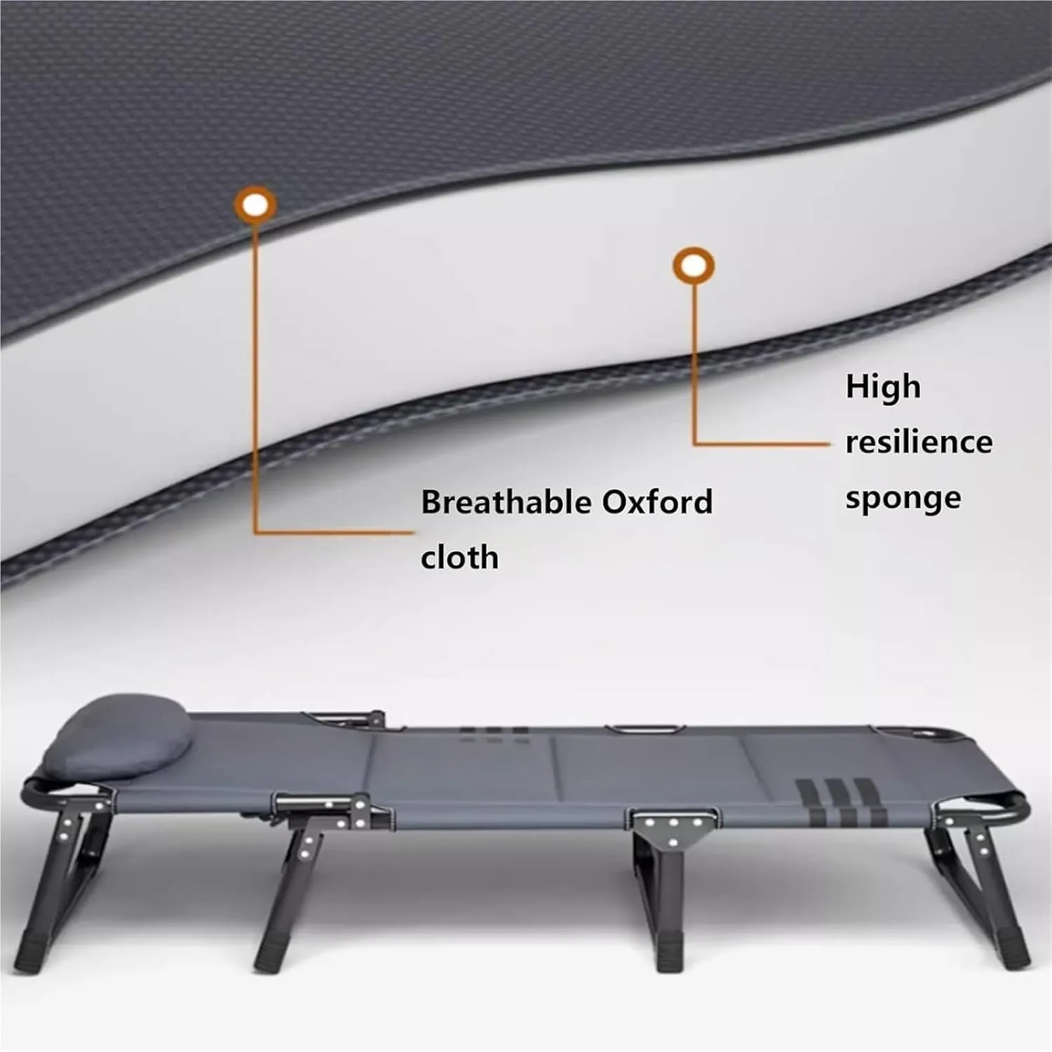 Folding Camping Cot,Camping Cot for Adults, Folding Bed with Mattress Foldable Padded Sleeping Cots Double Layer Oxford Portable Soft Pad Bed for Home Guest Office Nap(175 * 56 * 28cm)