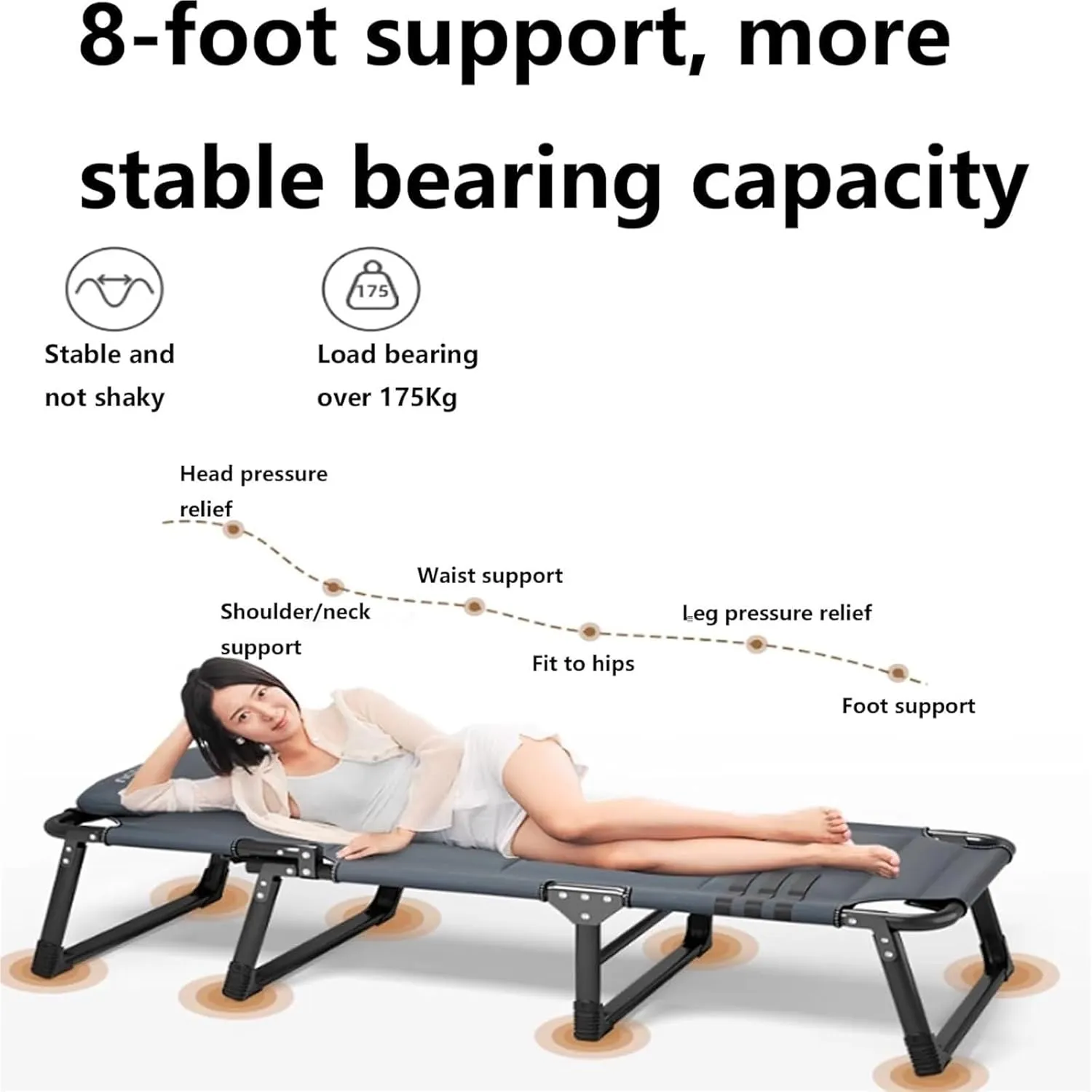 Folding Camping Cot,Camping Cot for Adults, Folding Bed with Mattress Foldable Padded Sleeping Cots Double Layer Oxford Portable Soft Pad Bed for Home Guest Office Nap(175 * 56 * 28cm)