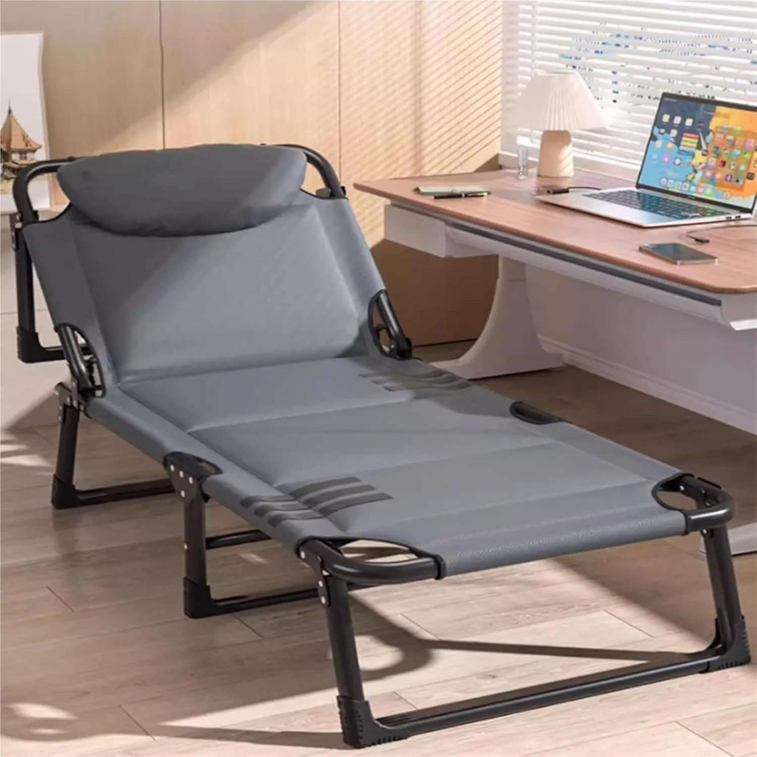 Folding Camping Cot,Camping Cot for Adults, Folding Bed with Mattress Foldable Padded Sleeping Cots Double Layer Oxford Portable Soft Pad Bed for Home Guest Office Nap(175 * 56 * 28cm)