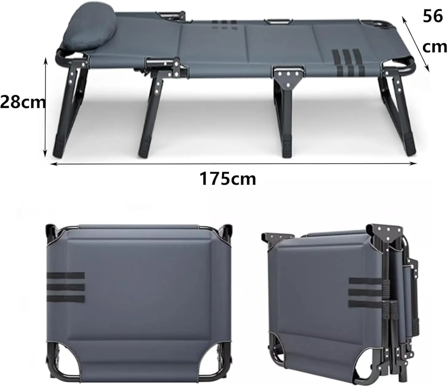 Folding Camping Cot,Camping Cot for Adults, Folding Bed with Mattress Foldable Padded Sleeping Cots Double Layer Oxford Portable Soft Pad Bed for Home Guest Office Nap(175 * 56 * 28cm)