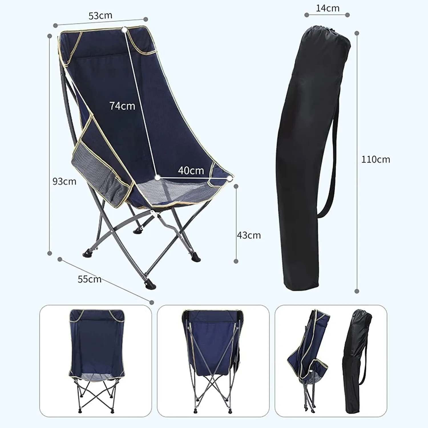 Folding Chairs Ultralight Folding Camping Chair with Backrest Leisure Beach Seat with Mesh External Hanging Bag Portable Backpack Chair Portable Camping Chair(Color:C)