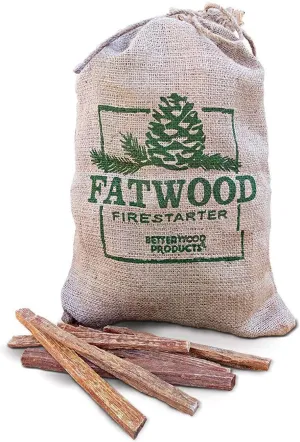 For BetterWood Products Fatwood Firestarter Natural Waterproof Burlap Bag, 8 Pounds