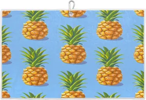 Fresh Pineapples Golf Towel with Heavy Duty Carabiner Ultra Absorbent Quick Dry Perfect for Cleaning Clubs Balls Gear Essential Golf Accessory for Men Women Kids