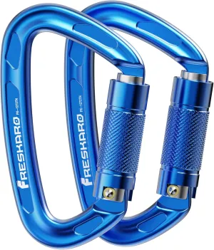 FresKaro 4inches 25kN-5621lbs Climbing Carabiners, UIAA CE Certified, Twist Auto Locking, Made of 7075 Aluminium, Lightweight, Rust Proof, for Mountaineering, Rappelling etc., Multi-Colors