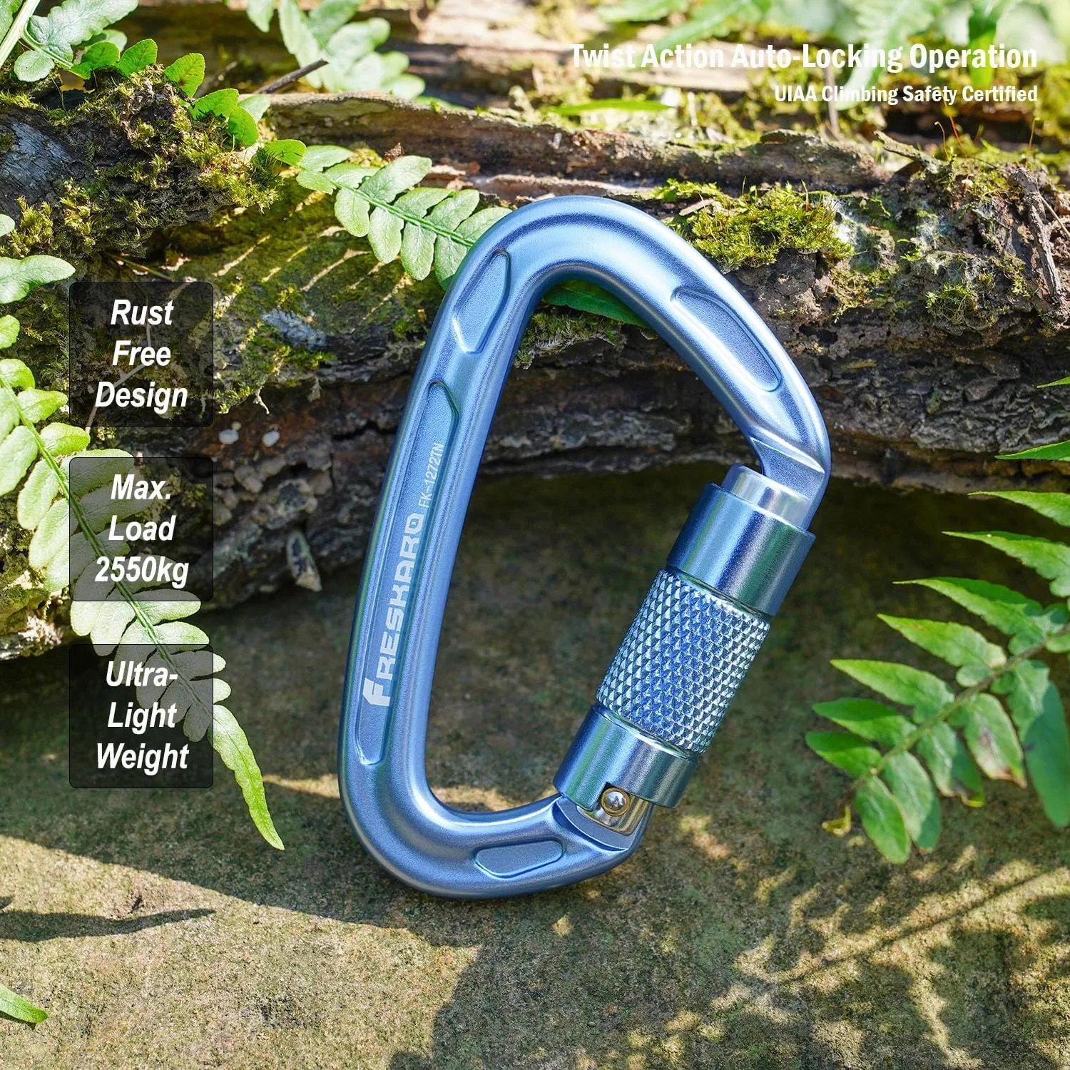 FresKaro 4inches 25kN-5621lbs Climbing Carabiners, UIAA CE Certified, Twist Auto Locking, Made of 7075 Aluminium, Lightweight, Rust Proof, for Mountaineering, Rappelling etc., Multi-Colors