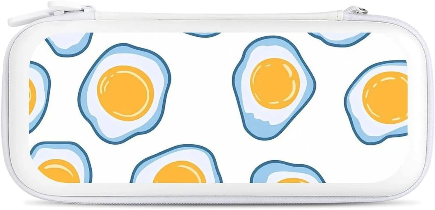 Fried Eggs Compatible with Switch Carrying Case Hard Travel Game Bag Pouch with 15 Games Accessories