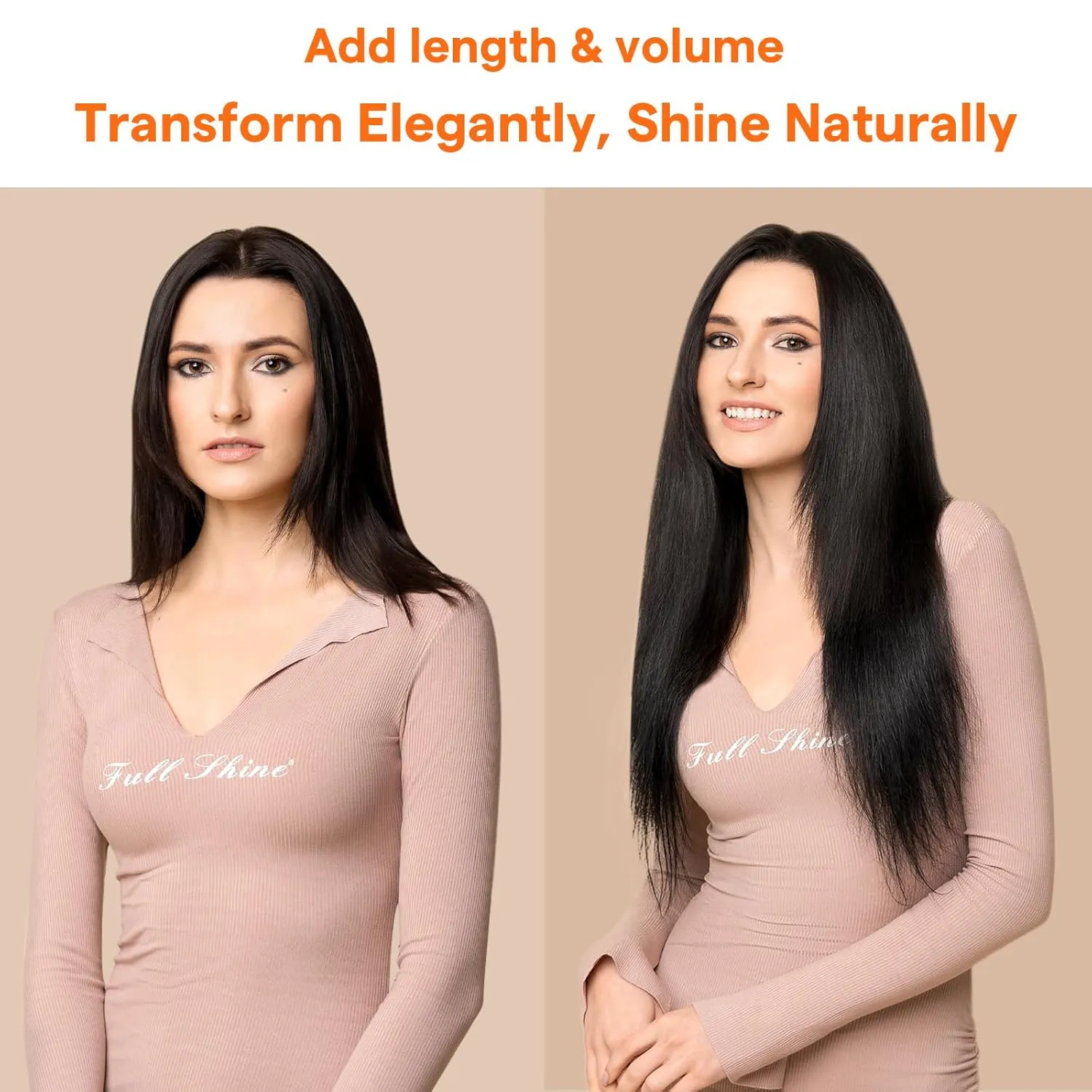 Full Shine Brown Weft Hair Extensions Real Human Hair Straight Remy Hair Bundles 105G Double Weft Extensions Dark Brown Sew In Hair Extensions Real Human Hair Weave Extensions Human Hair Wefts 24 Inch