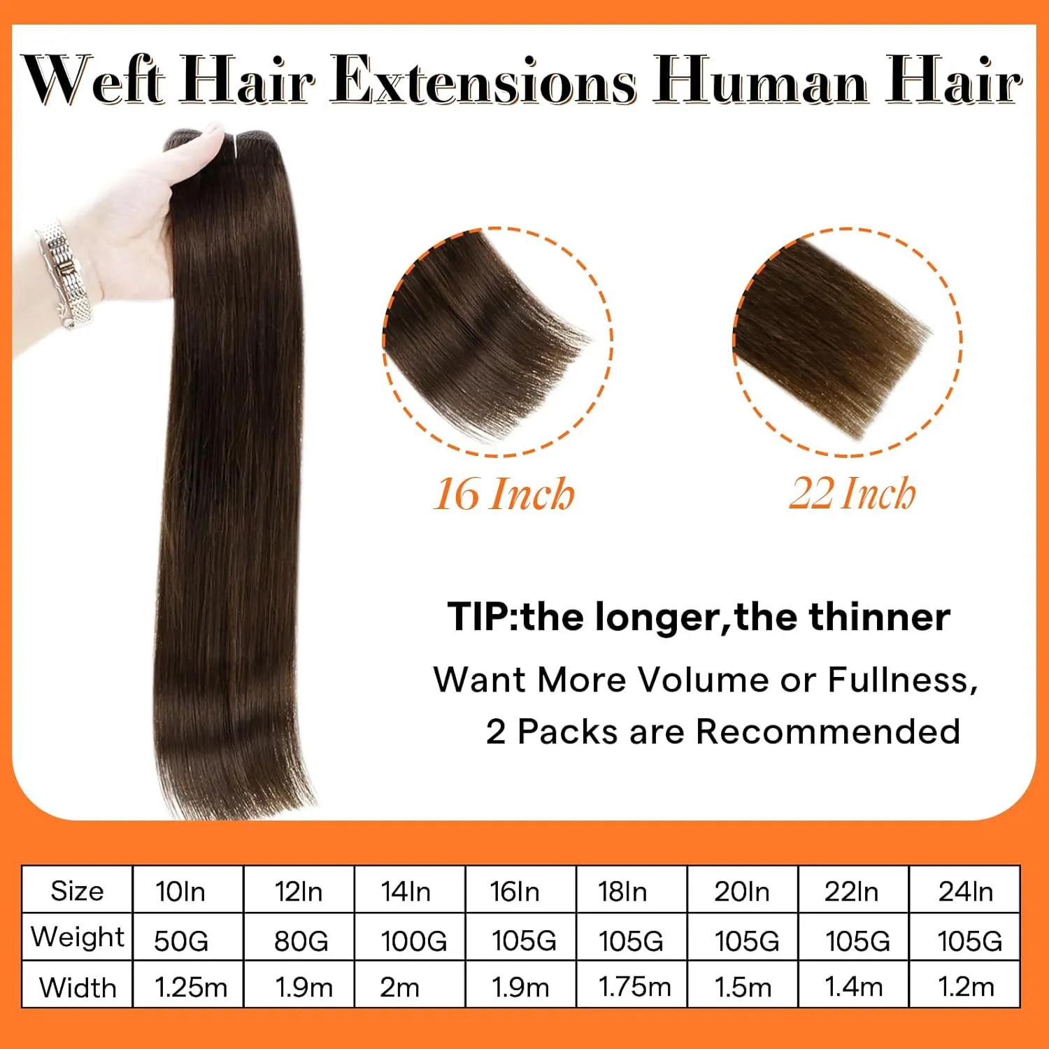 Full Shine Brown Weft Hair Extensions Real Human Hair Straight Remy Hair Bundles 105G Double Weft Extensions Dark Brown Sew In Hair Extensions Real Human Hair Weave Extensions Human Hair Wefts 24 Inch