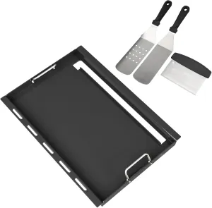 Full Size Griddle Insert with Spatula Set for Home Depot Nexgrill 5 Burner 720-0888 720-0888N, Flat Top Plate Replacement Parts for Nexgrill 4 Burner 720-0830 720-0830H Gas Grill Models, Carbon Steel