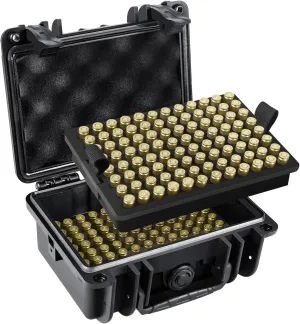 FUNANASUN 192 Round Ammo Storage Box Ammo Case 9mm Ammo Case Waterproof Ammo/Bullet Locking Storage Case for Range Day/Home & Travel/Outdoor Adventure, 10" x 9" x 4", Black