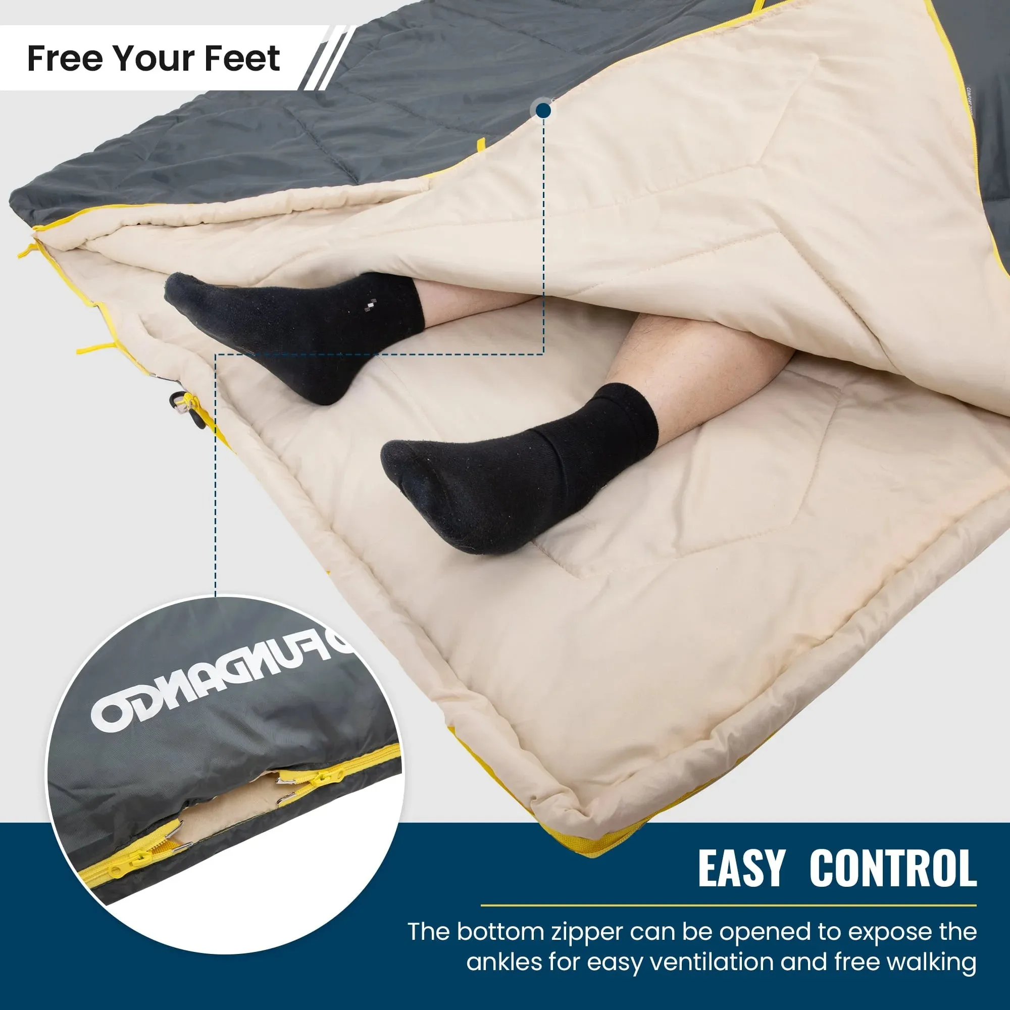FUNDANGO COMFORT 200D Double Sleeping Bag with Hood