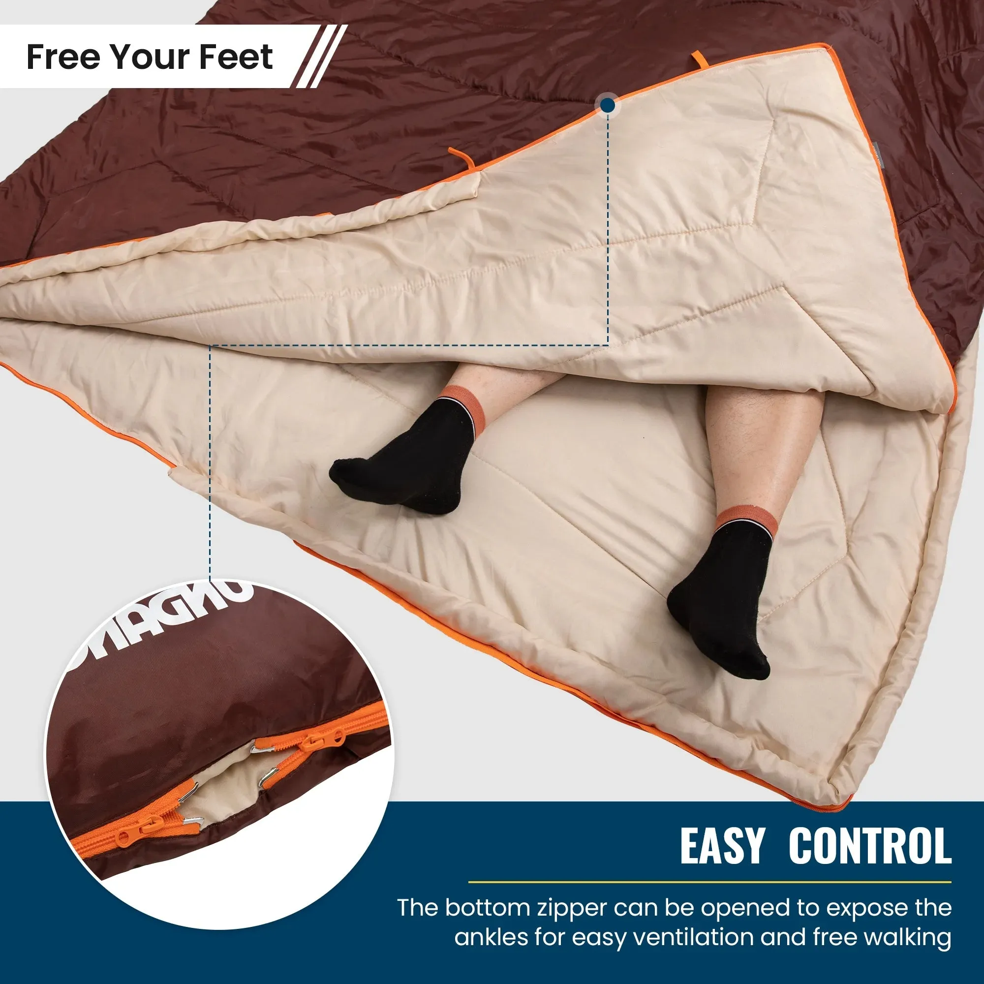 FUNDANGO COMFORT 200D Double Sleeping Bag with Hood