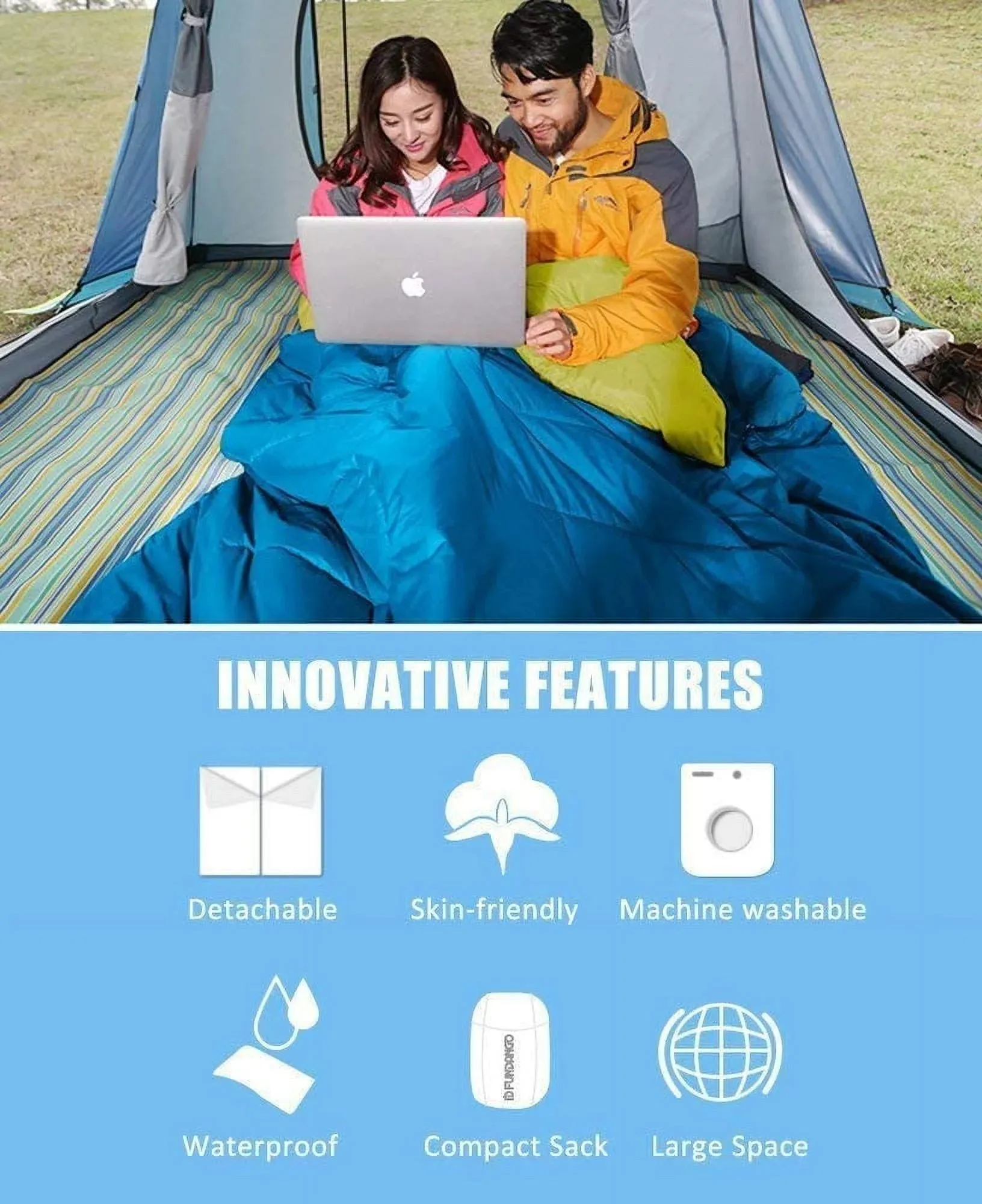 FUNDANGO COMFORT 200D Double Sleeping Bag with Hood