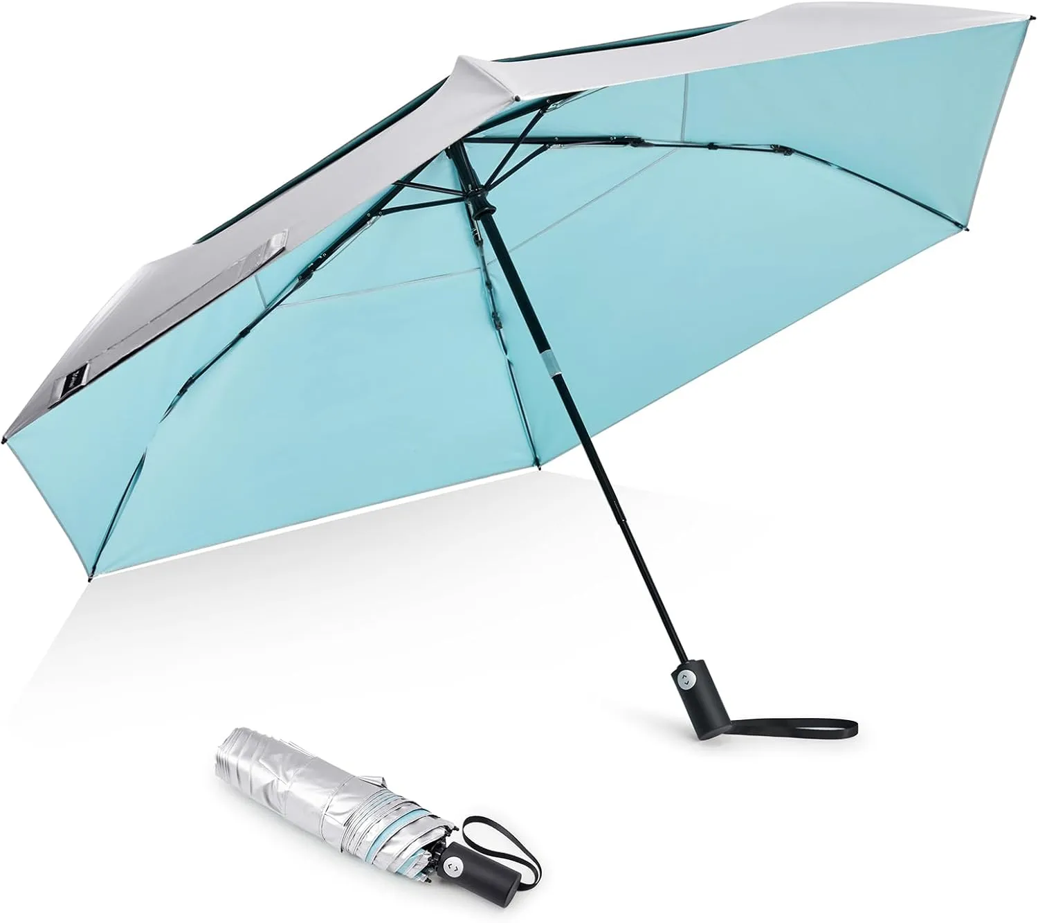 G4Free Travel Umbrella Ultralight UPF 50  UV Protection Compact Sun Umbrella, Double Canopy Super Slim Small Portable Automatic Anti-bounce Close