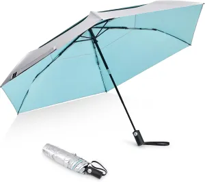 G4Free Travel Umbrella Ultralight UPF 50  UV Protection Compact Sun Umbrella, Double Canopy Super Slim Small Portable Automatic Anti-bounce Close
