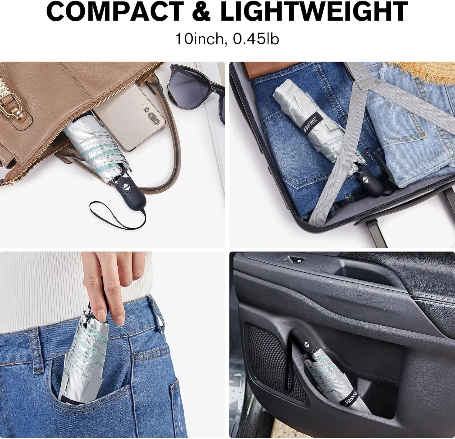G4Free Travel Umbrella Ultralight UPF 50  UV Protection Compact Umbrella Super Slim Small Mini Automatic Open and Close