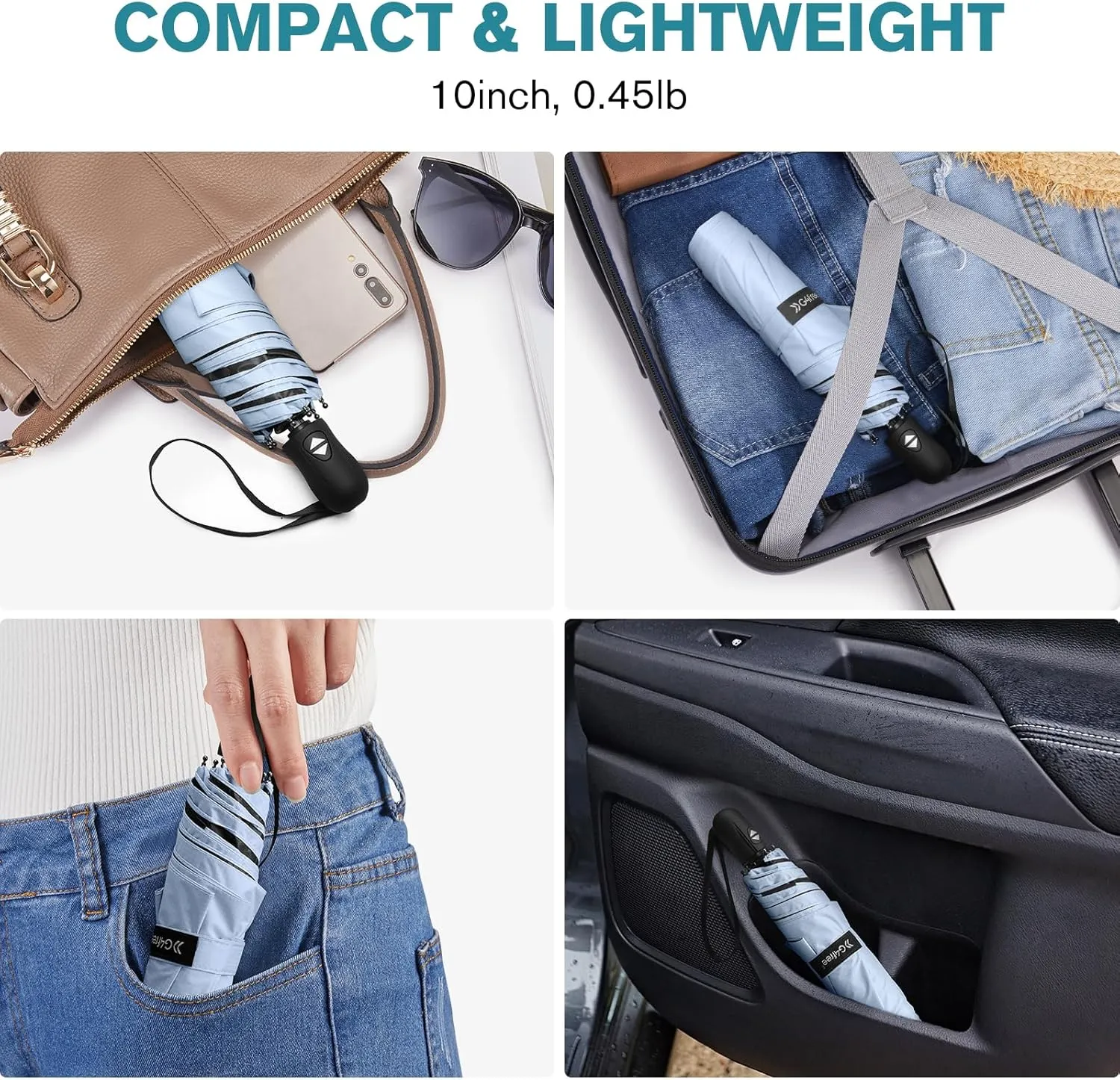 G4Free Travel Umbrella Ultralight UPF 50  UV Protection Compact Umbrella Super Slim Small Mini Automatic Open and Close