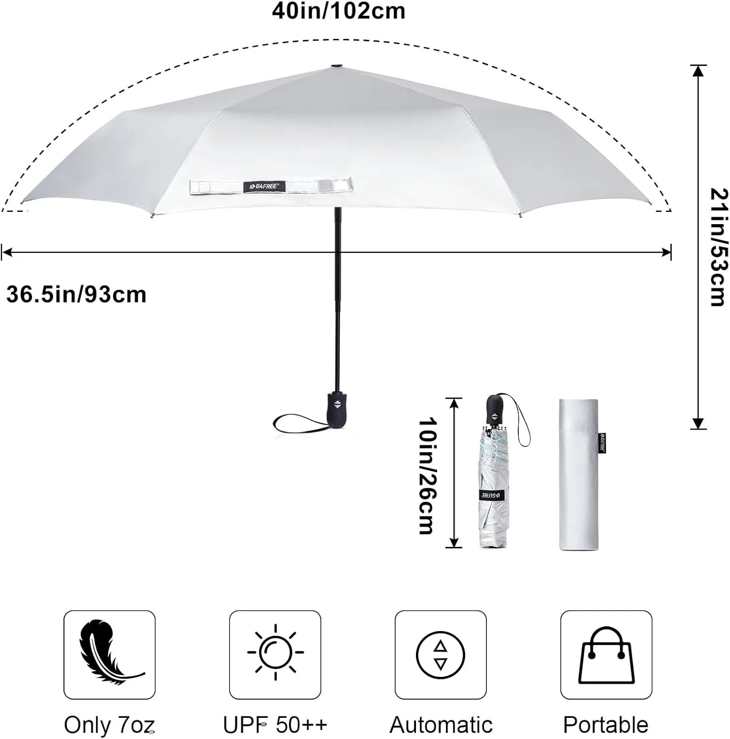 G4Free Travel Umbrella Ultralight UPF 50  UV Protection Compact Umbrella Super Slim Small Mini Automatic Open and Close