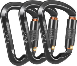 Gabbro Carabiner Clips Heavy Duty, | Wiregate Snap, Screw Locking, Aluminum, Lightweight Caribeener | for Hammock, Hiking, Camping, Water Bottle, Dog Leash Harness, Keychains