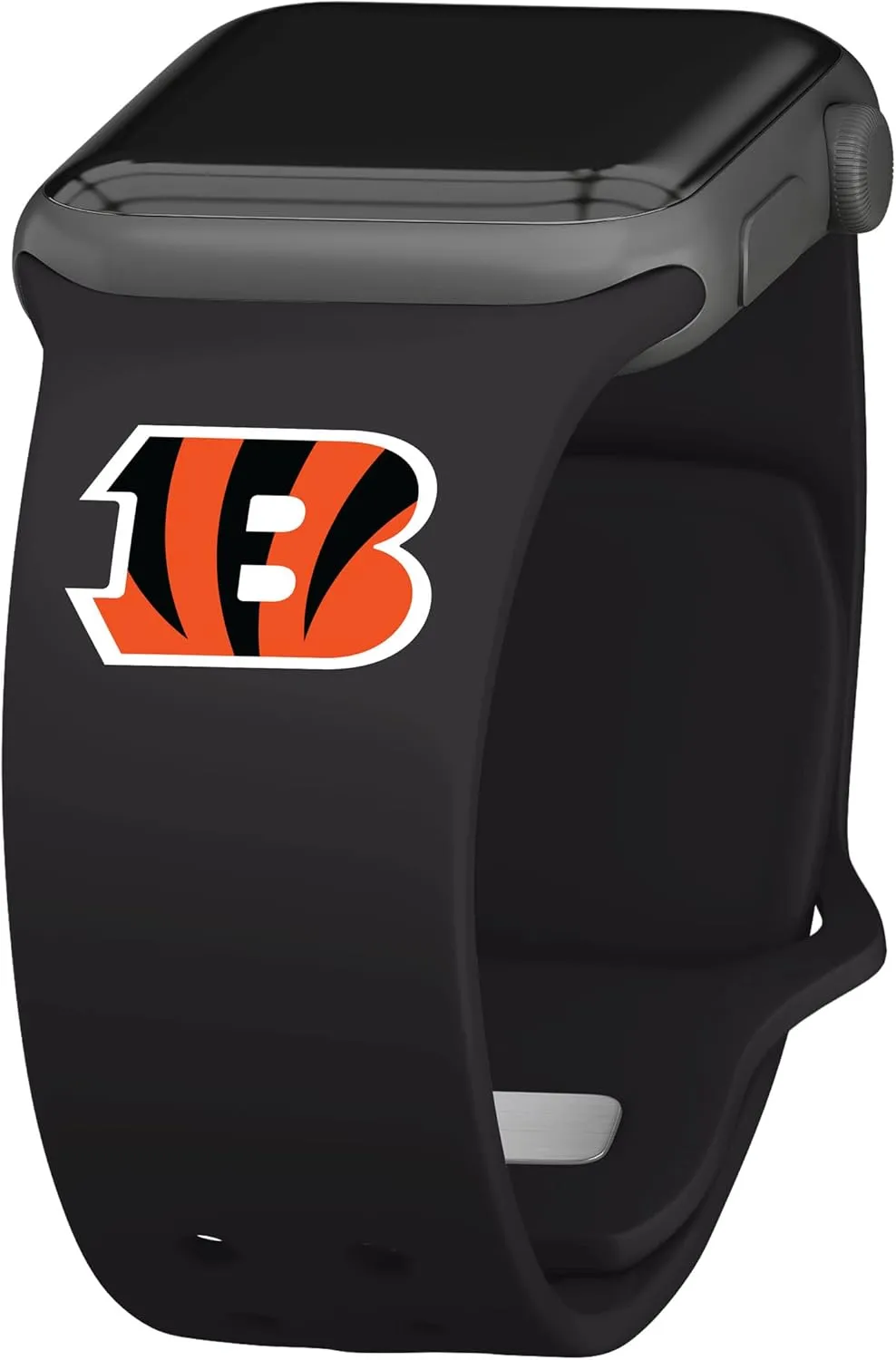 Game Time Cincinnati Bengals Silicone Watch Band and Case Cover Combo Package Compatible with Apple Watch and AirPods Battery Case (42/44/45mm Black/Black)