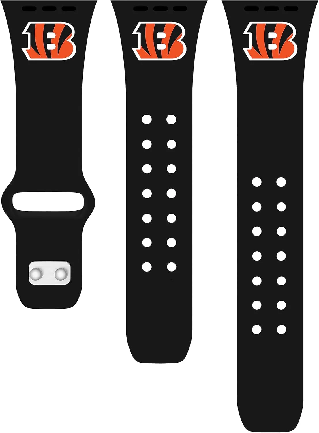 Game Time Cincinnati Bengals Silicone Watch Band and Case Cover Combo Package Compatible with Apple Watch and AirPods Battery Case (42/44/45mm Black/Black)