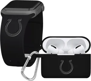 Game Time Indianapolis Colts Engraved Silicone Combo Package Compatible with Apple Watch and Airpods Pro Battery Case